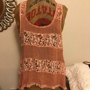 LAST CHANCE!- Knit Racerback Tank with Lace Detail